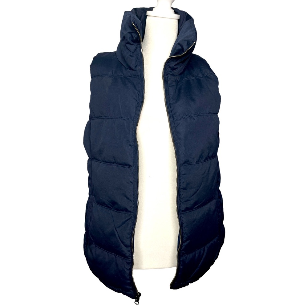 Old Navy Dark Blue Puffer Vest Full Zip fleece Lined Size-small